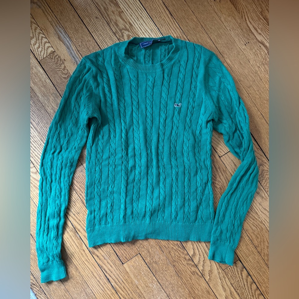 Vineyard Vines Green Cable Knit Sweater - Size Large